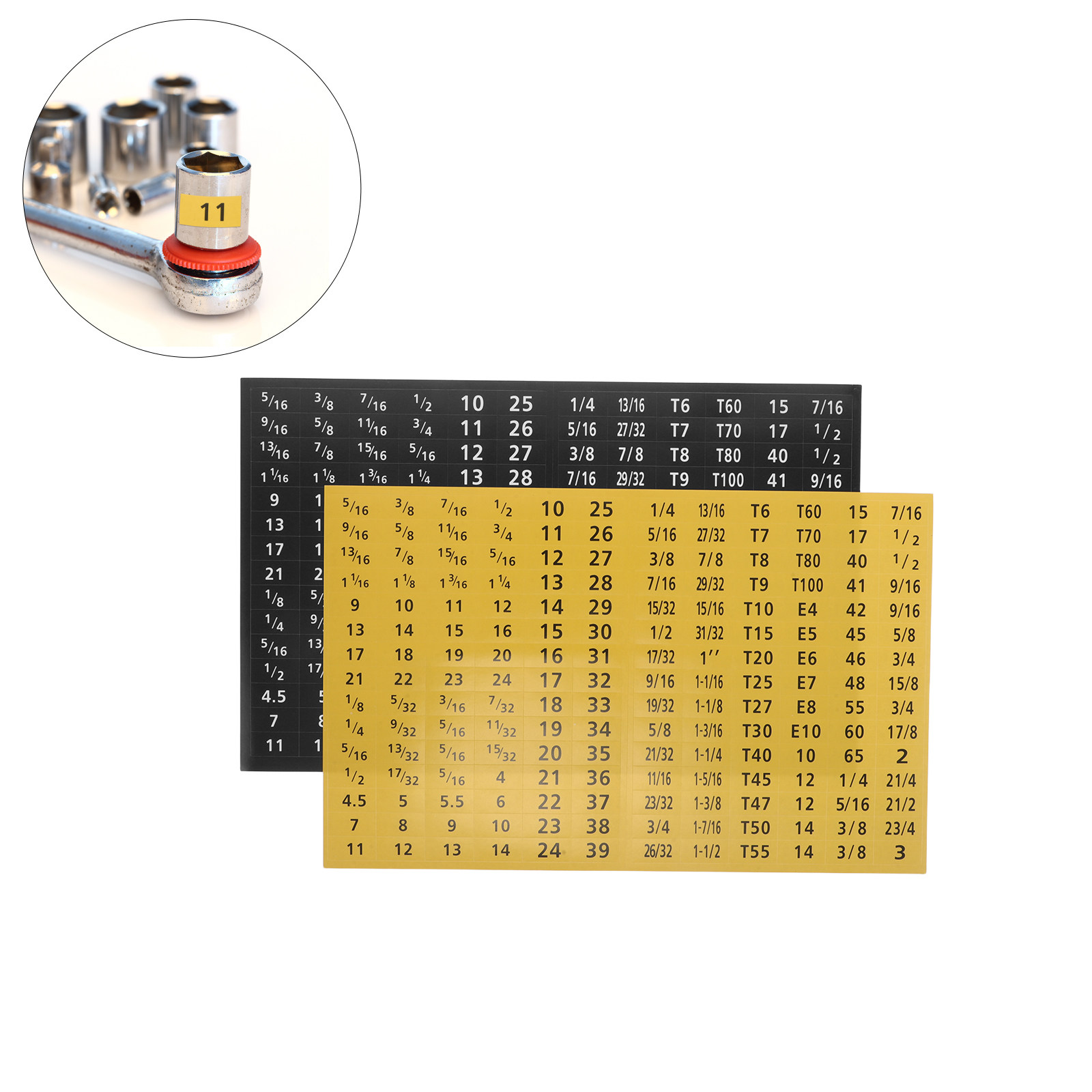 Workshop With Tools - 20Sheets Socket Wrench Size Sticker Self