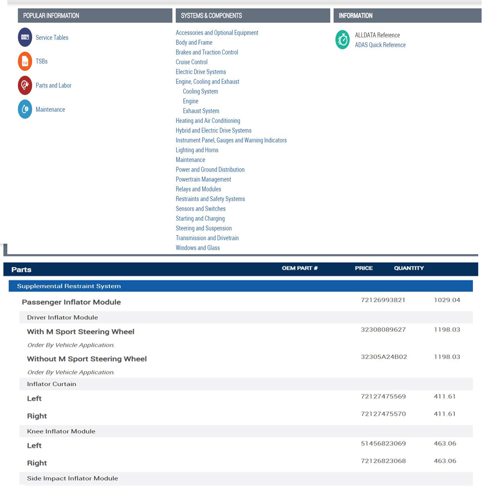 Alldata Repair Online Software - Workshop Tools Diagram review and price